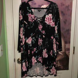 TORRID Floral Lace-up High-Low Babydoll Top